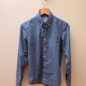 Mens LL Bean Small Kennebunk Fitted Blue Button Down Dress Shirt